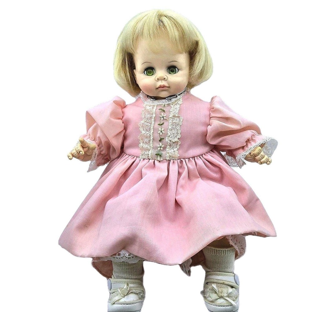 60s VTG 15" Madame Alexander  Cat Doll Original Pink Dress Full Outfit Shoe Sock